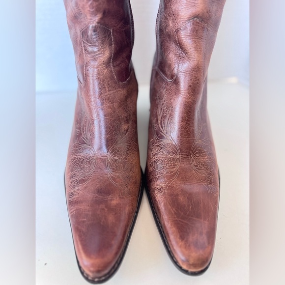 Matisse Wichita Brown Leather Distressed Floral Cowgirl Western Boots Shoes 10 - Picture 4 of 15